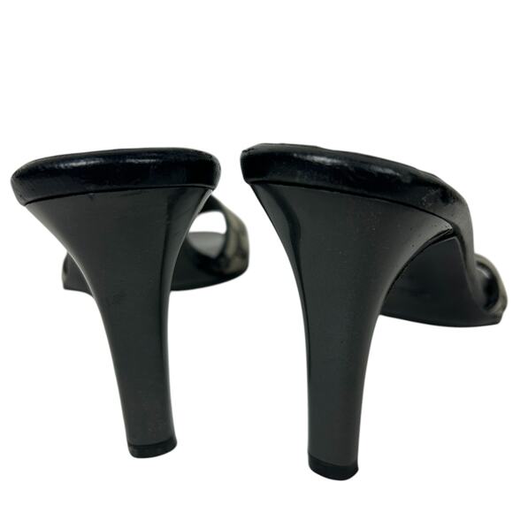 Gucci Tom Ford GG Gray Monogram Block Open Toe Heel 6.5 - Picture 4 of 8